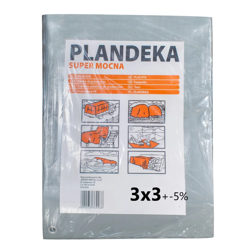 Тент 160 г/м2 3мх3м тарпауліновий “PLANDEKA“ від снігу